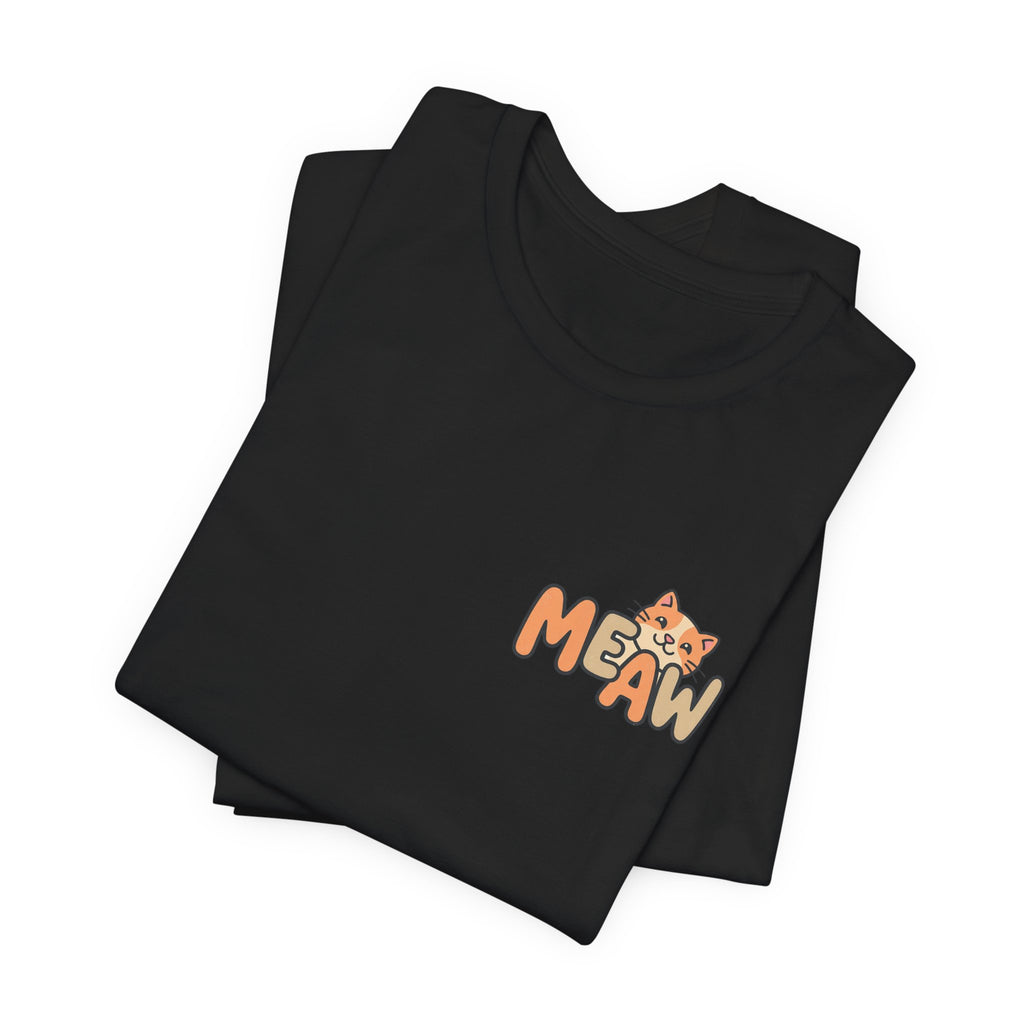 Cat 'Meaw' Graphic Tee — Cute Orange Kitten Chest Print