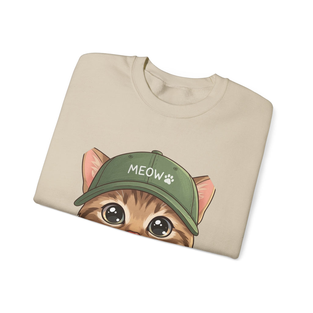 Cute Kitten Crewneck Sweatshirt — 'MEOW' Cat Graphic Pullover