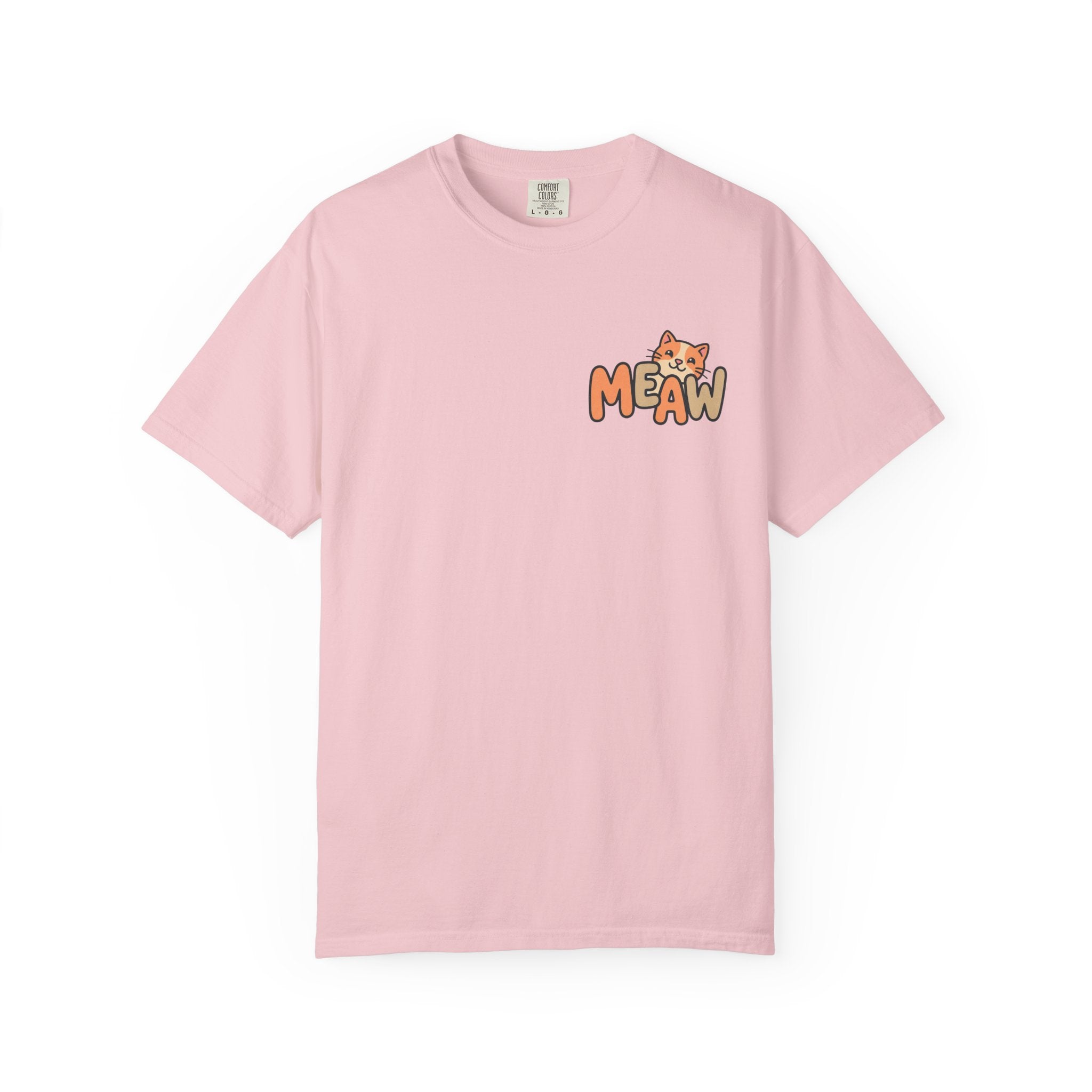Cat Meaw T-Shirt — Cute Orange Kitten Heart Back Graphic