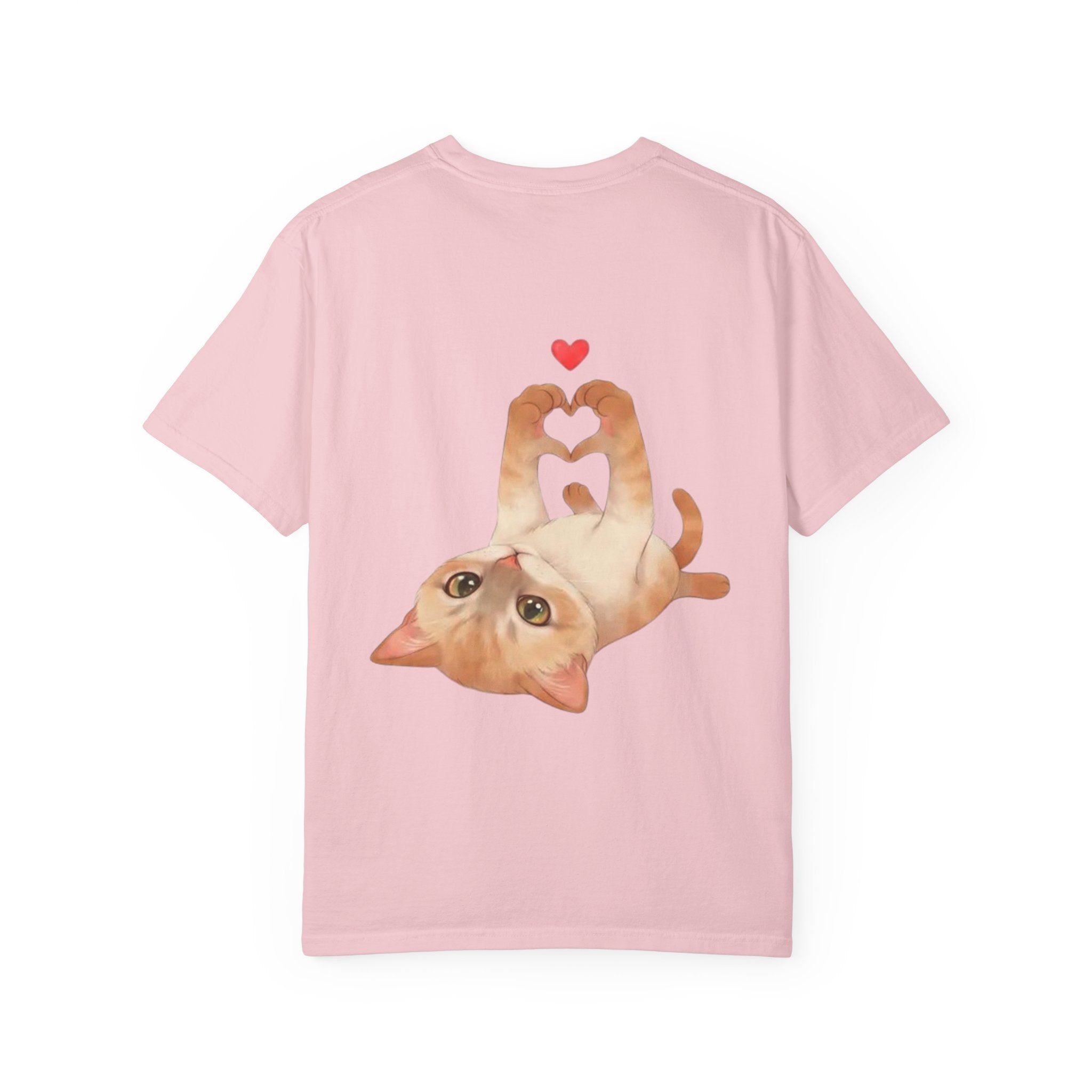 Cat Meaw T-Shirt — Cute Orange Kitten Heart Back Graphic