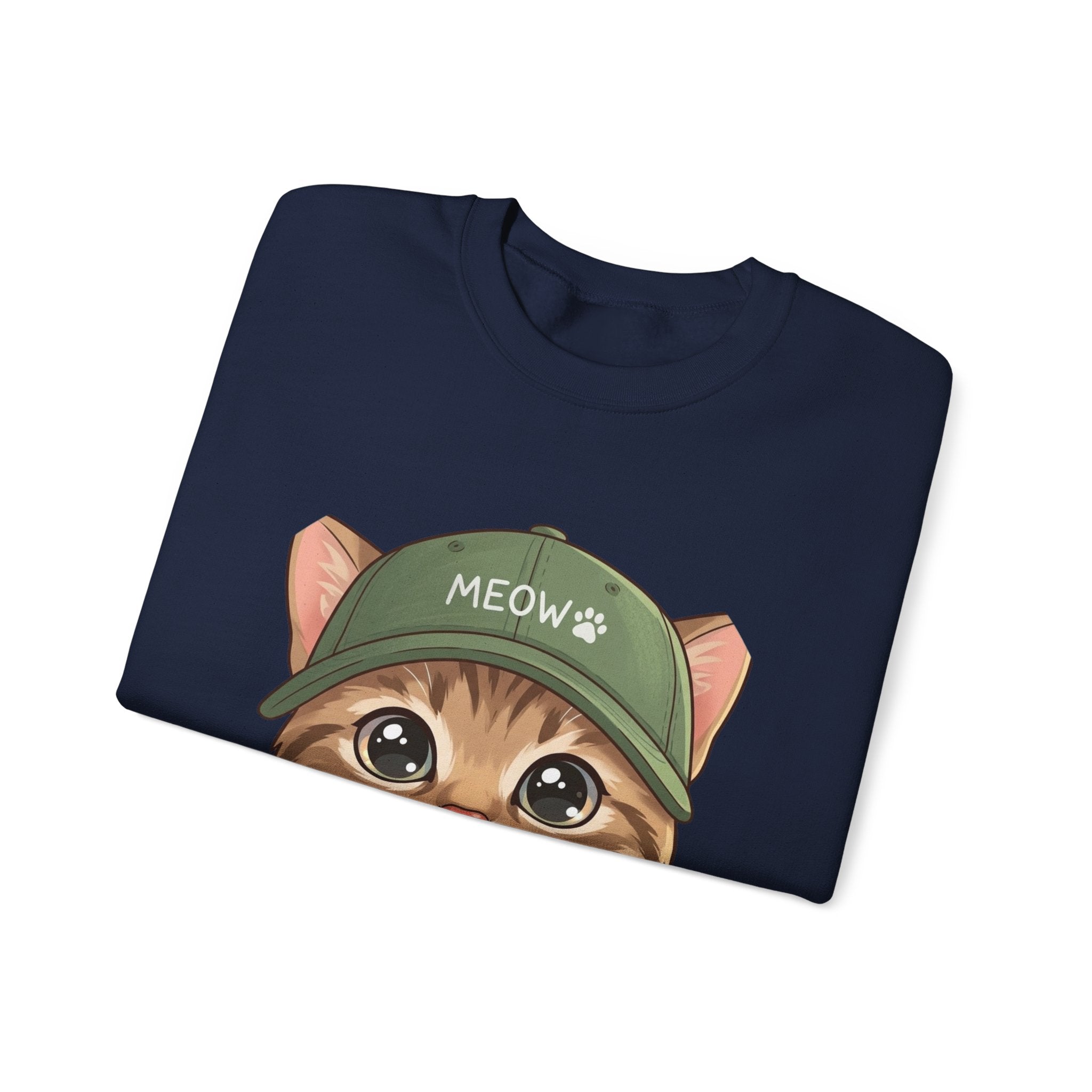 Cute Kitten Crewneck Sweatshirt — 'MEOW' Cat Graphic Pullover