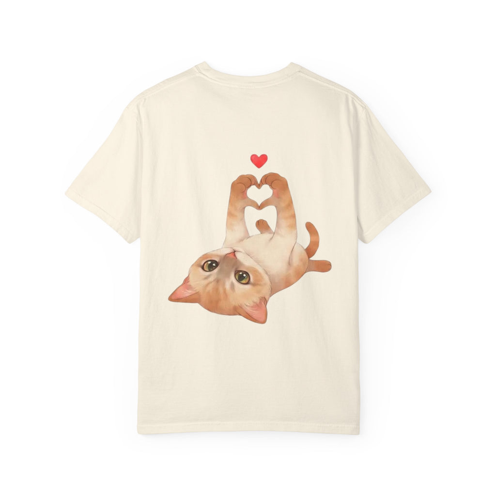 Cat Meaw T-Shirt — Cute Orange Kitten Heart Back Graphic