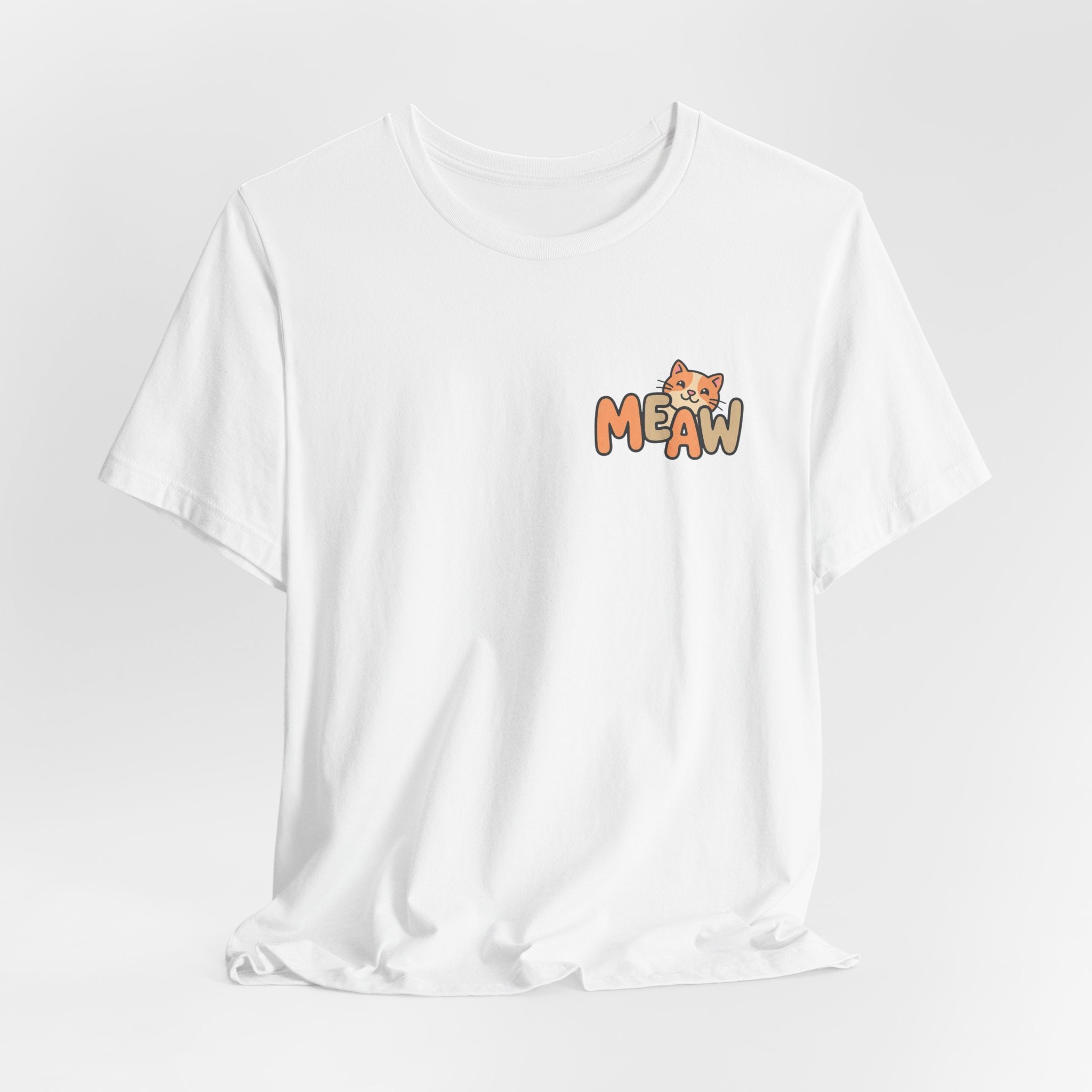 Cat 'Meaw' Graphic Tee — Cute Orange Kitten Chest Print