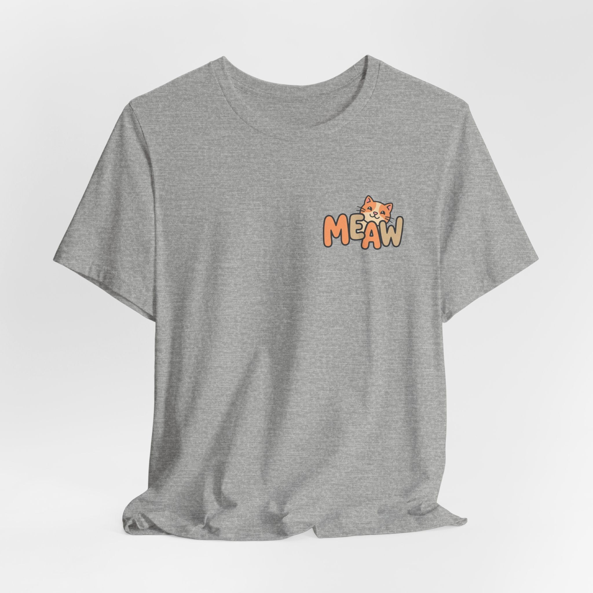 Cat 'Meaw' Graphic Tee — Cute Orange Kitten Chest Print