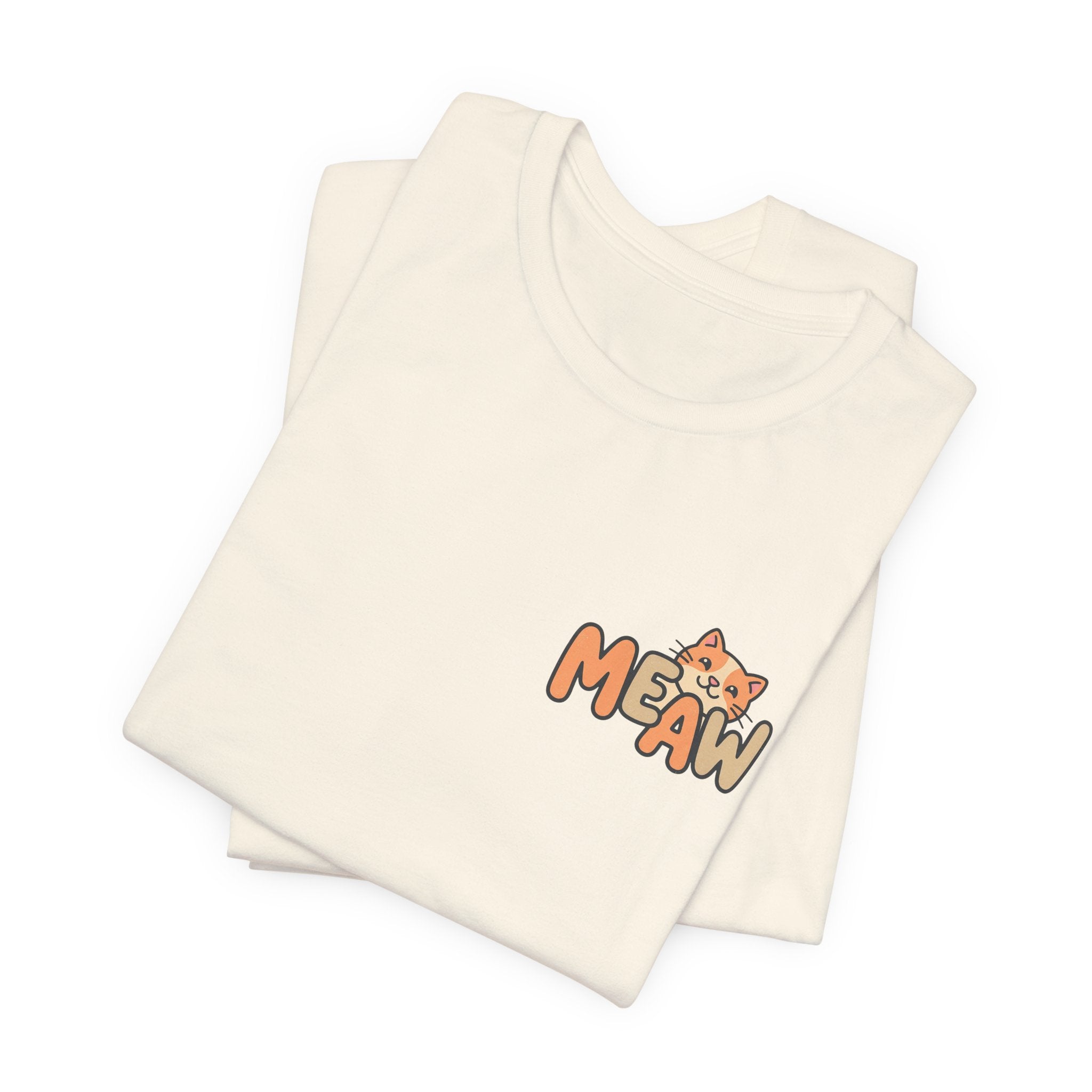 Cat 'Meaw' Graphic Tee — Cute Orange Kitten Chest Print