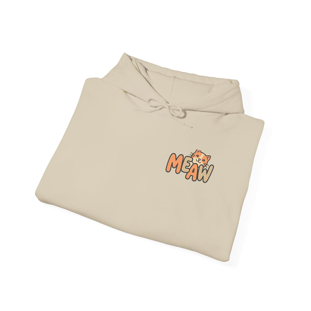 Cat 'Meaw' Graphic Hoodie — Cute Retro Cat Chest Print