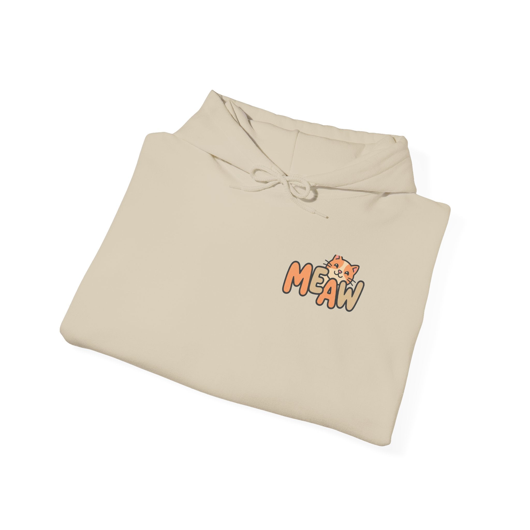 Cat 'Meaw' Graphic Hoodie — Cute Retro Cat Chest Print