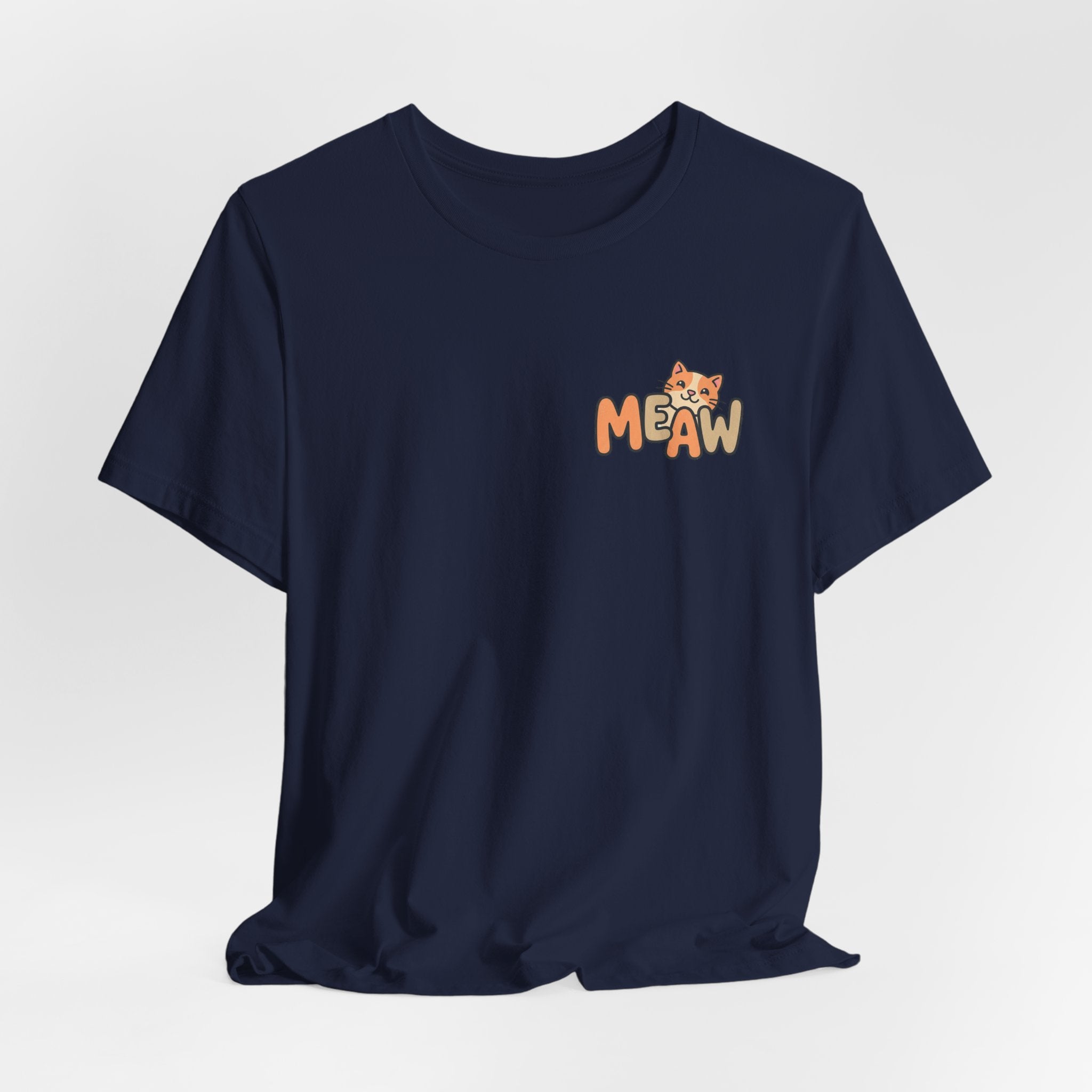 Cat 'Meaw' Graphic Tee — Cute Orange Kitten Chest Print