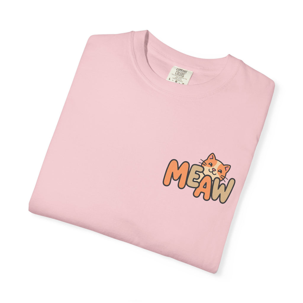 Cat Meaw T-Shirt — Cute Orange Kitten Heart Back Graphic