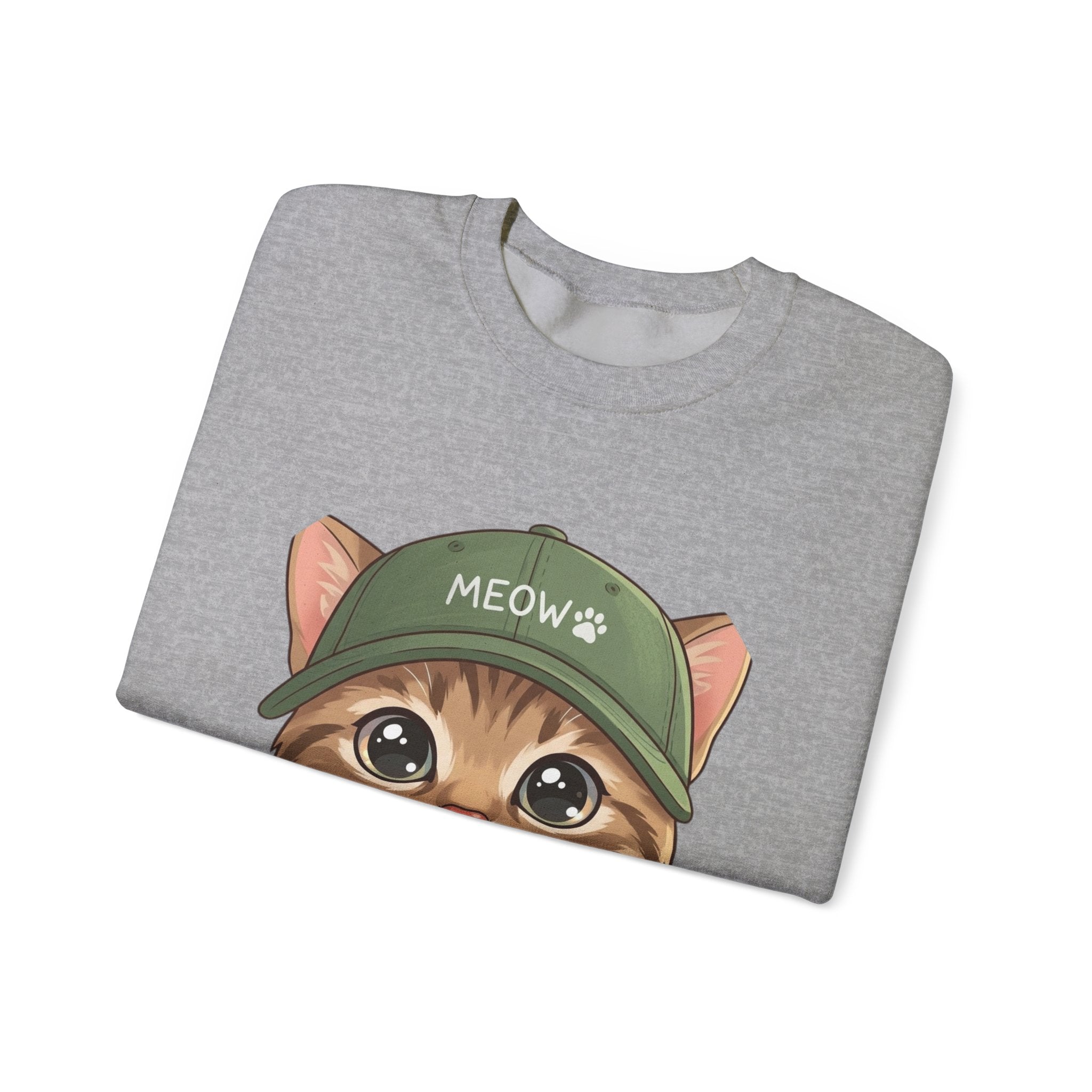 Cute Kitten Crewneck Sweatshirt — 'MEOW' Cat Graphic Pullover