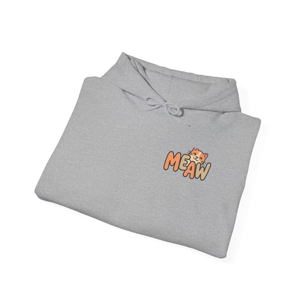 Cat 'Meaw' Graphic Hoodie — Cute Retro Cat Chest Print