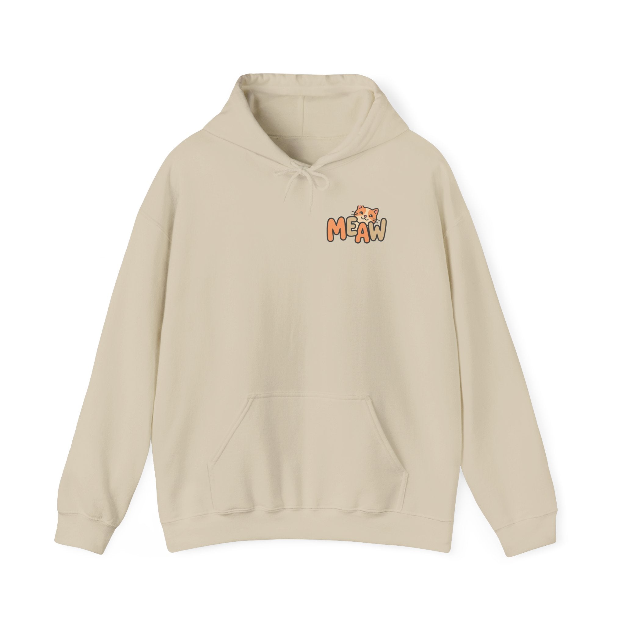 Cat 'Meaw' Graphic Hoodie — Cute Retro Cat Chest Print