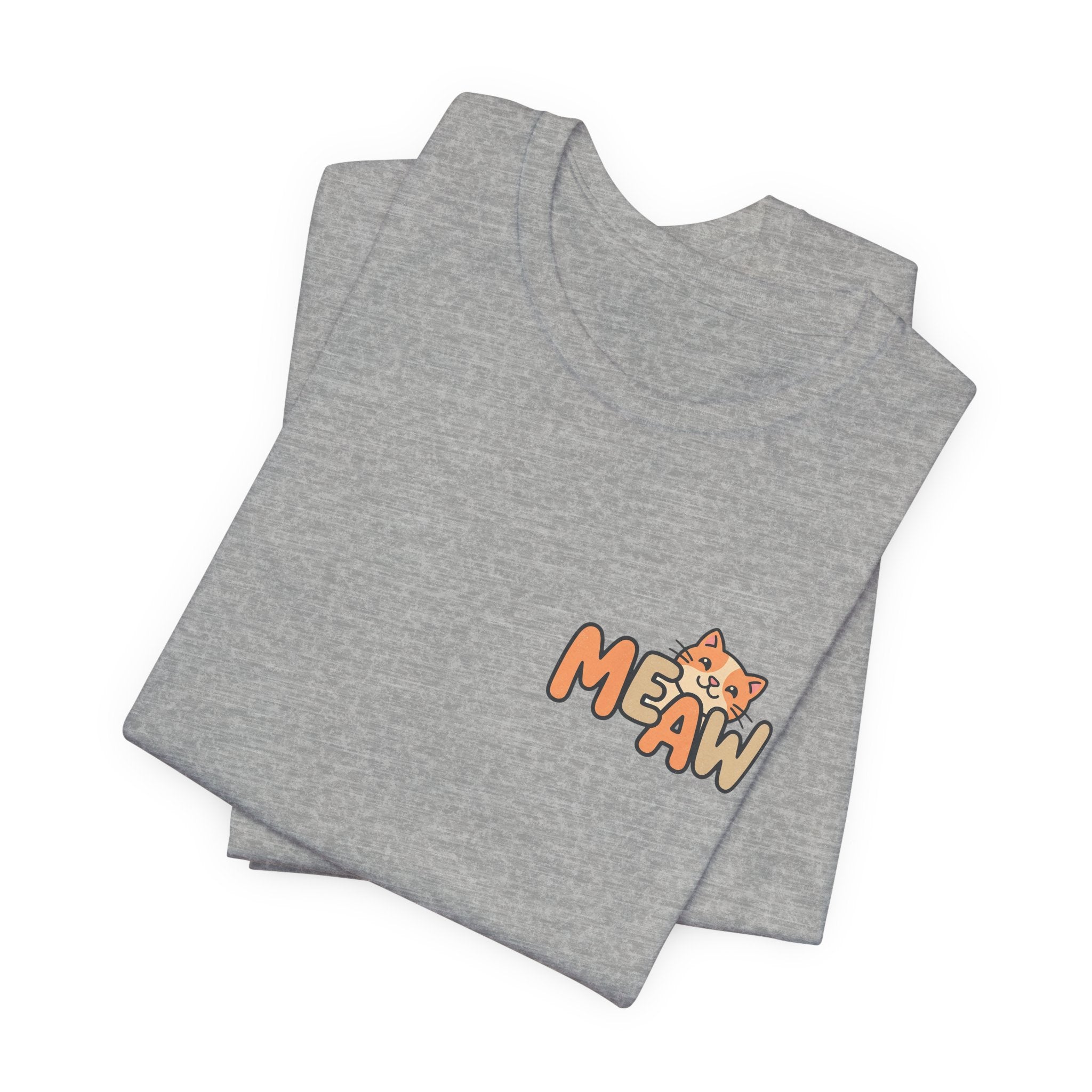 Cat 'Meaw' Graphic Tee — Cute Orange Kitten Chest Print