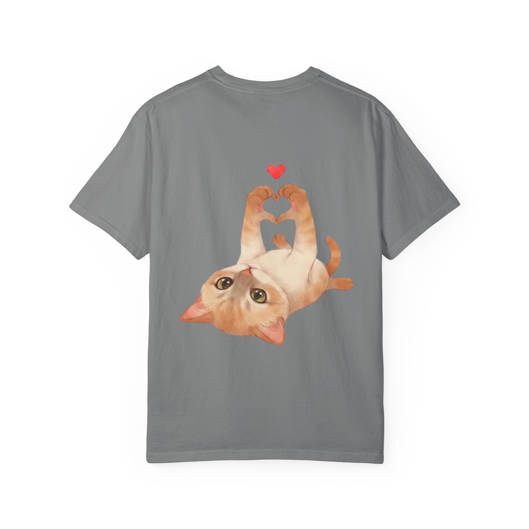 Cat Meaw T-Shirt — Cute Orange Kitten Heart Back Graphic