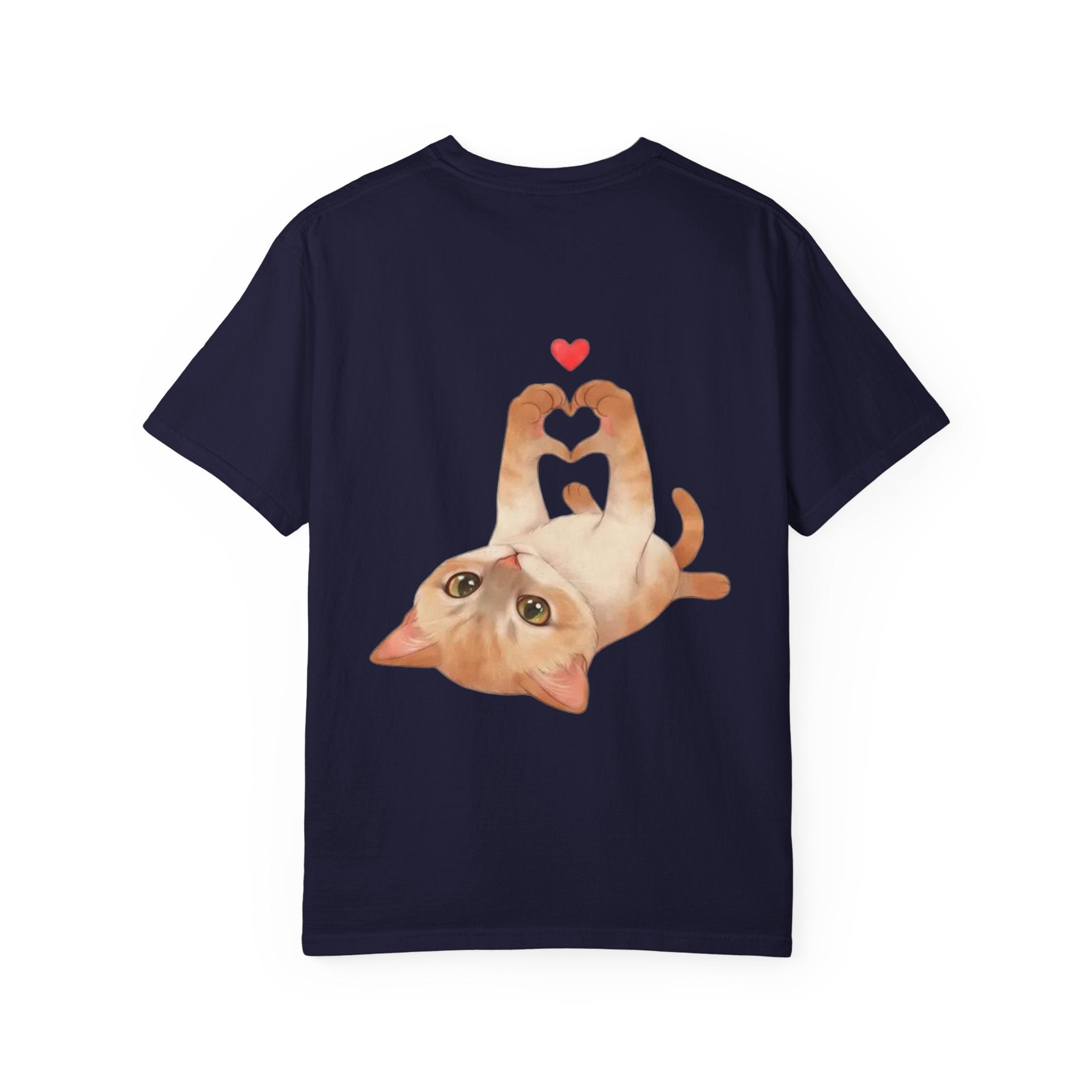Cat Meaw T-Shirt — Cute Orange Kitten Heart Back Graphic
