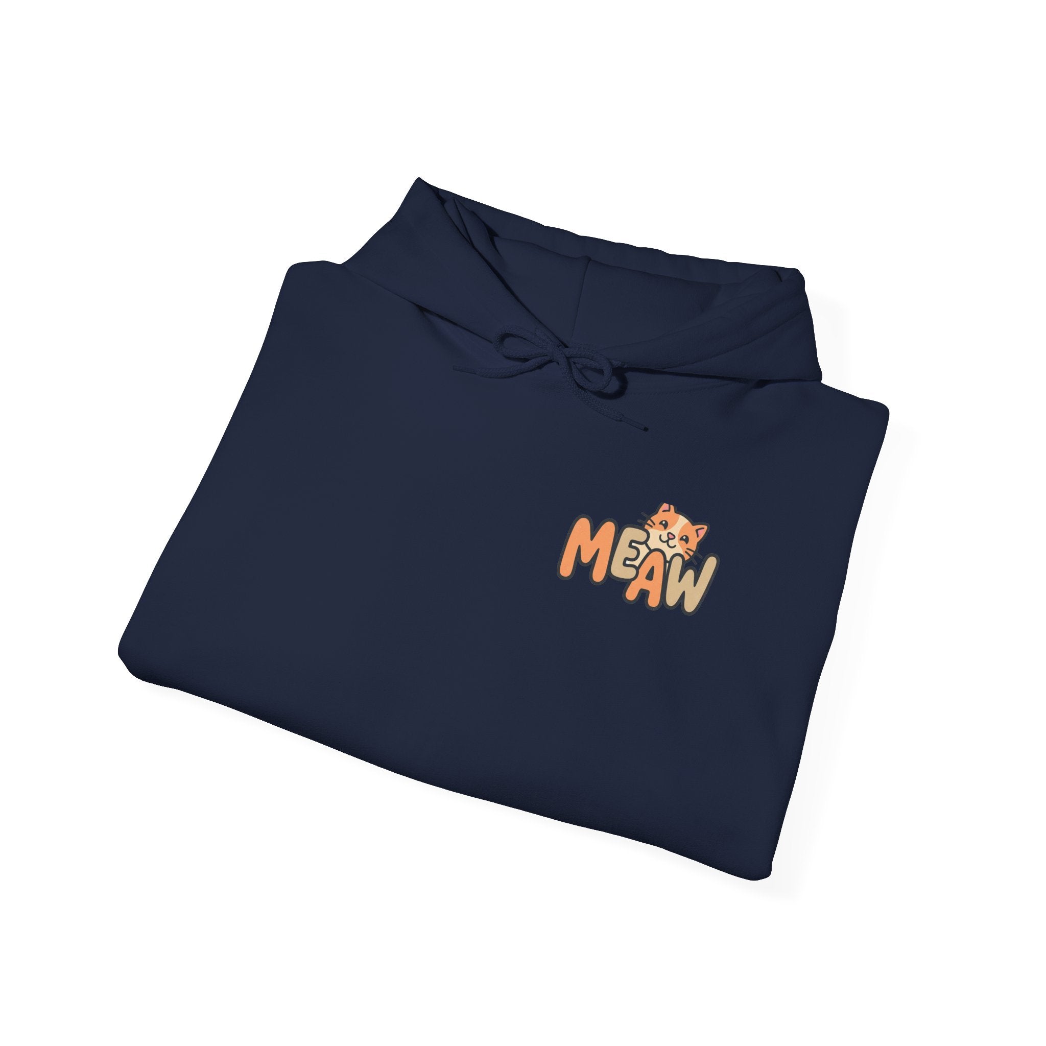 Cat 'Meaw' Graphic Hoodie — Cute Retro Cat Chest Print