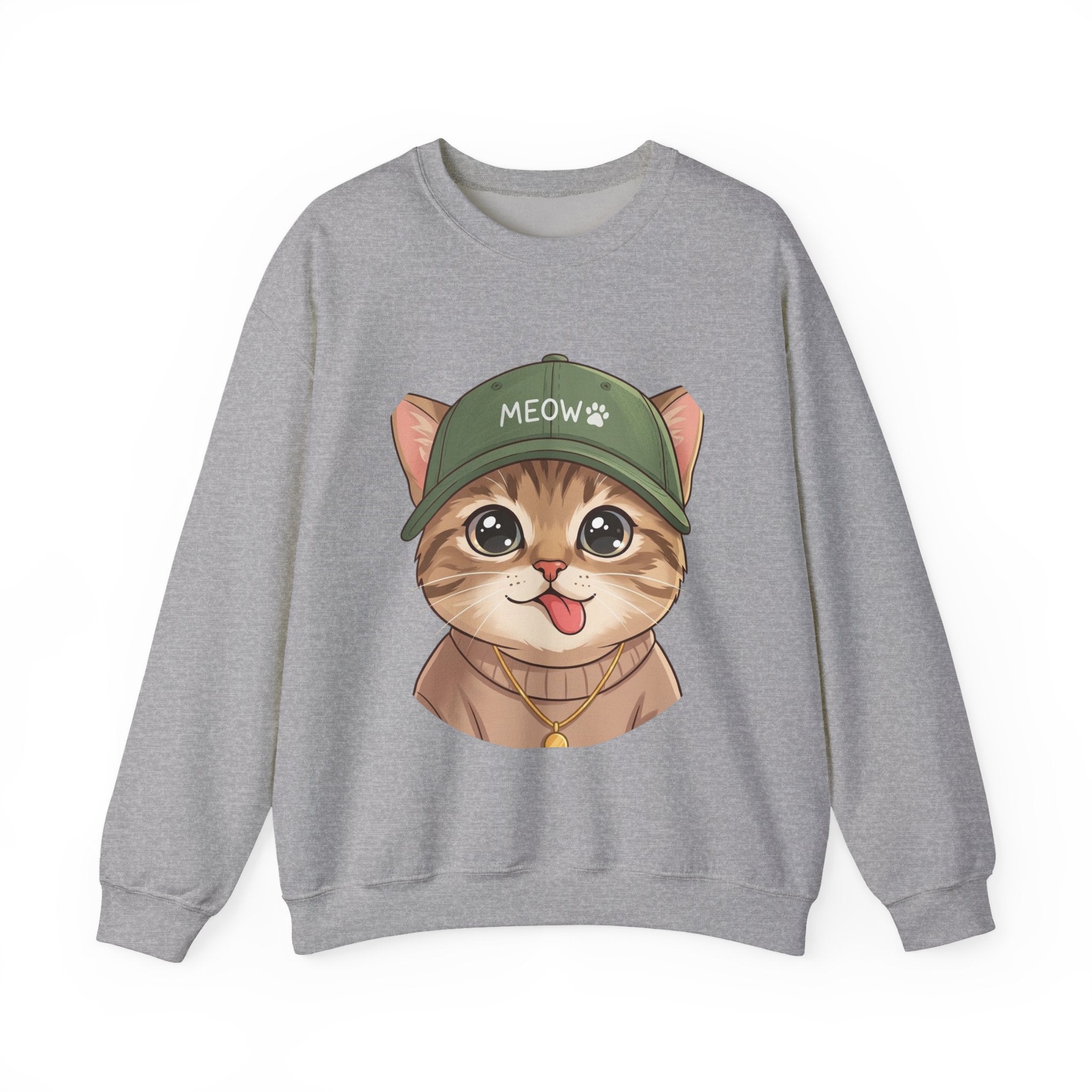 Cute Kitten Crewneck Sweatshirt — 'MEOW' Cat Graphic Pullover