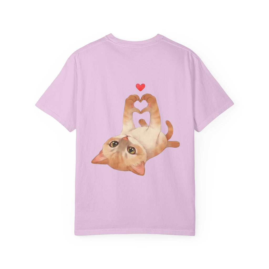 Cat Meaw T-Shirt — Cute Orange Kitten Heart Back Graphic