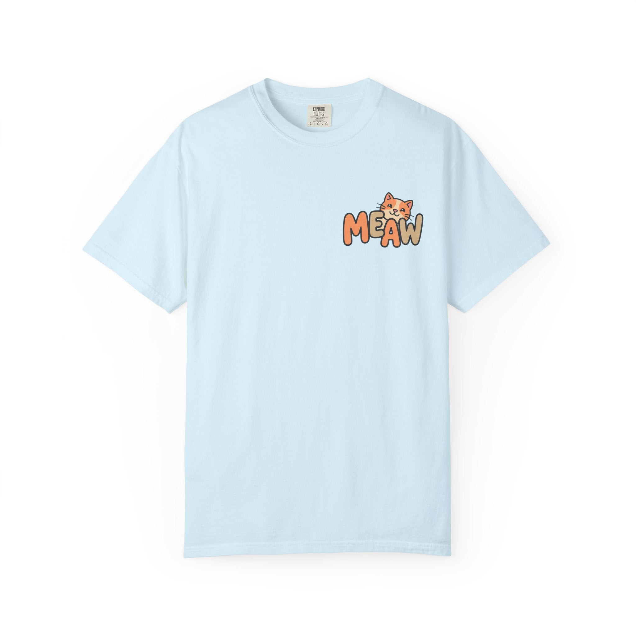 Cat Meaw T-Shirt — Cute Orange Kitten Heart Back Graphic