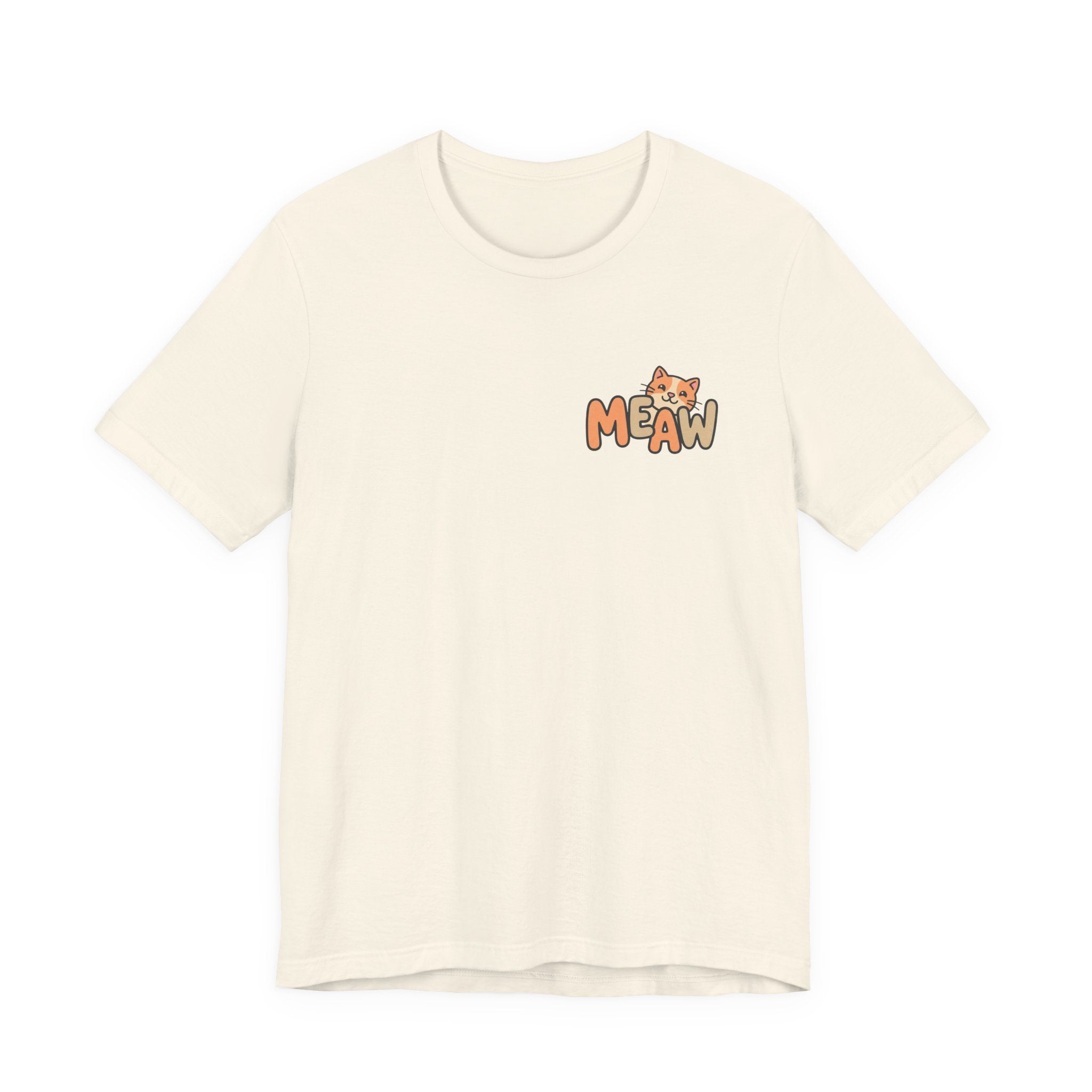 Cat 'Meaw' Graphic Tee — Cute Orange Kitten Chest Print