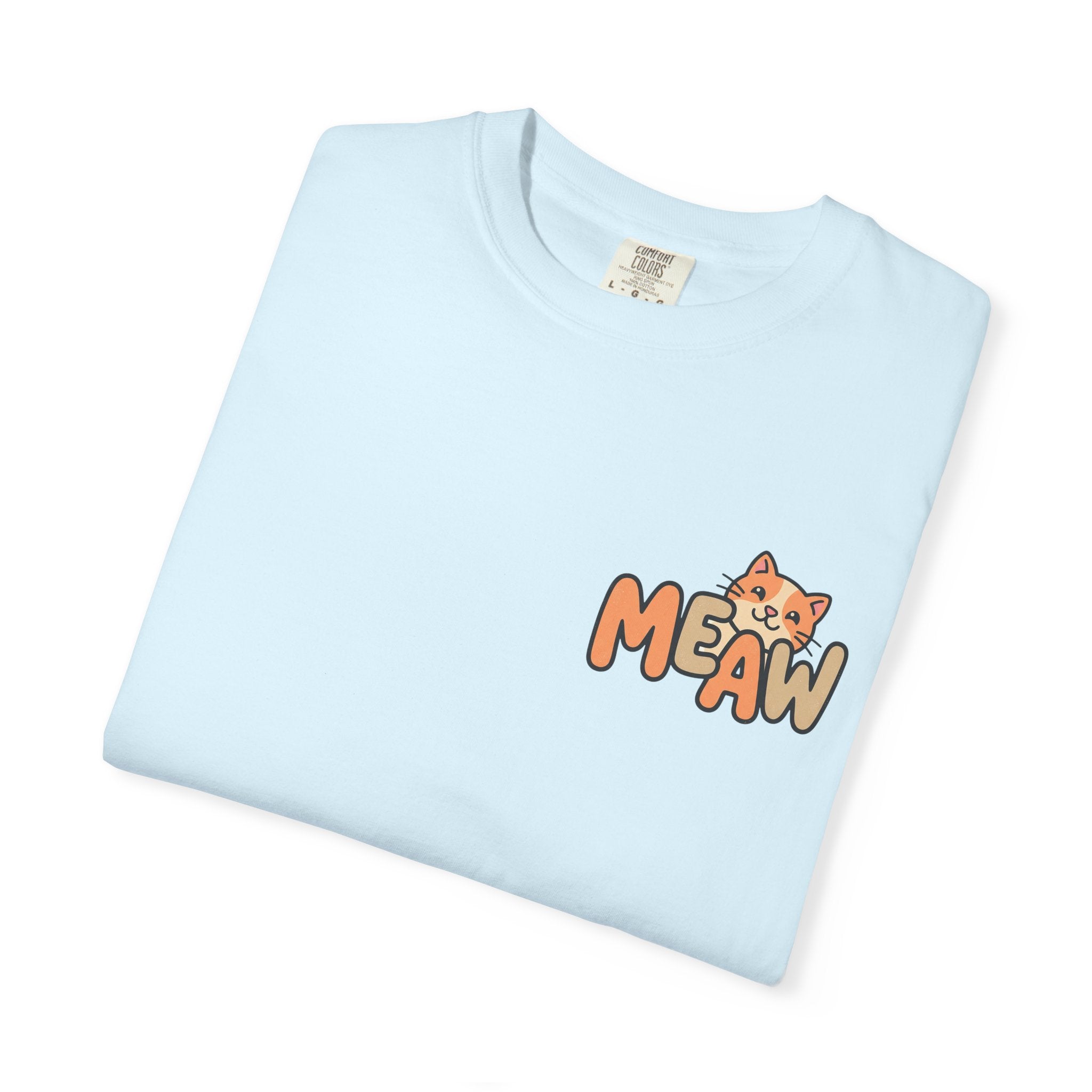 Cat Meaw T-Shirt — Cute Orange Kitten Heart Back Graphic