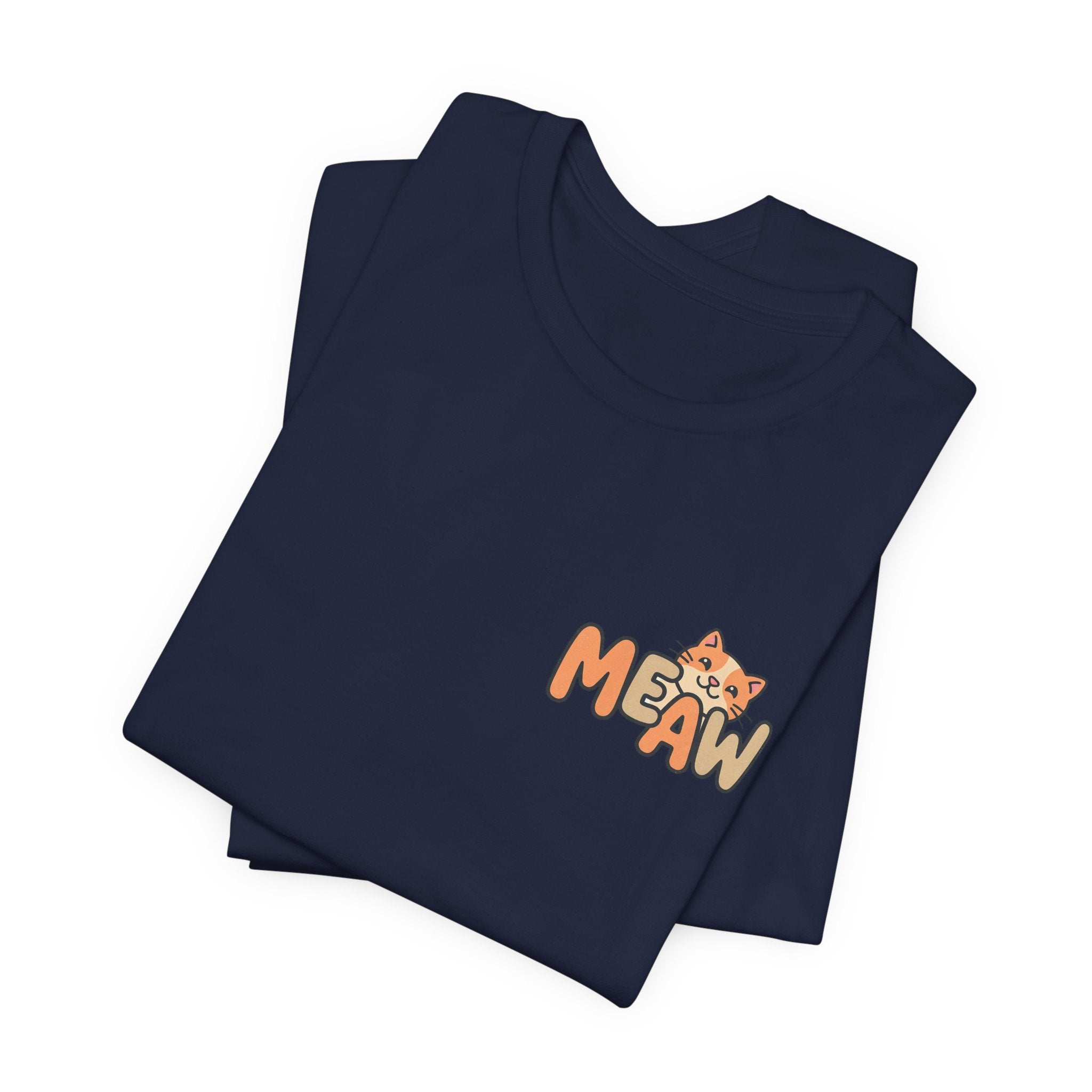 Cat 'Meaw' Graphic Tee — Cute Orange Kitten Chest Print