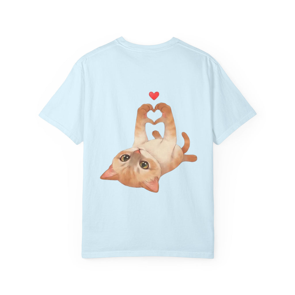 Cat Meaw T-Shirt — Cute Orange Kitten Heart Back Graphic