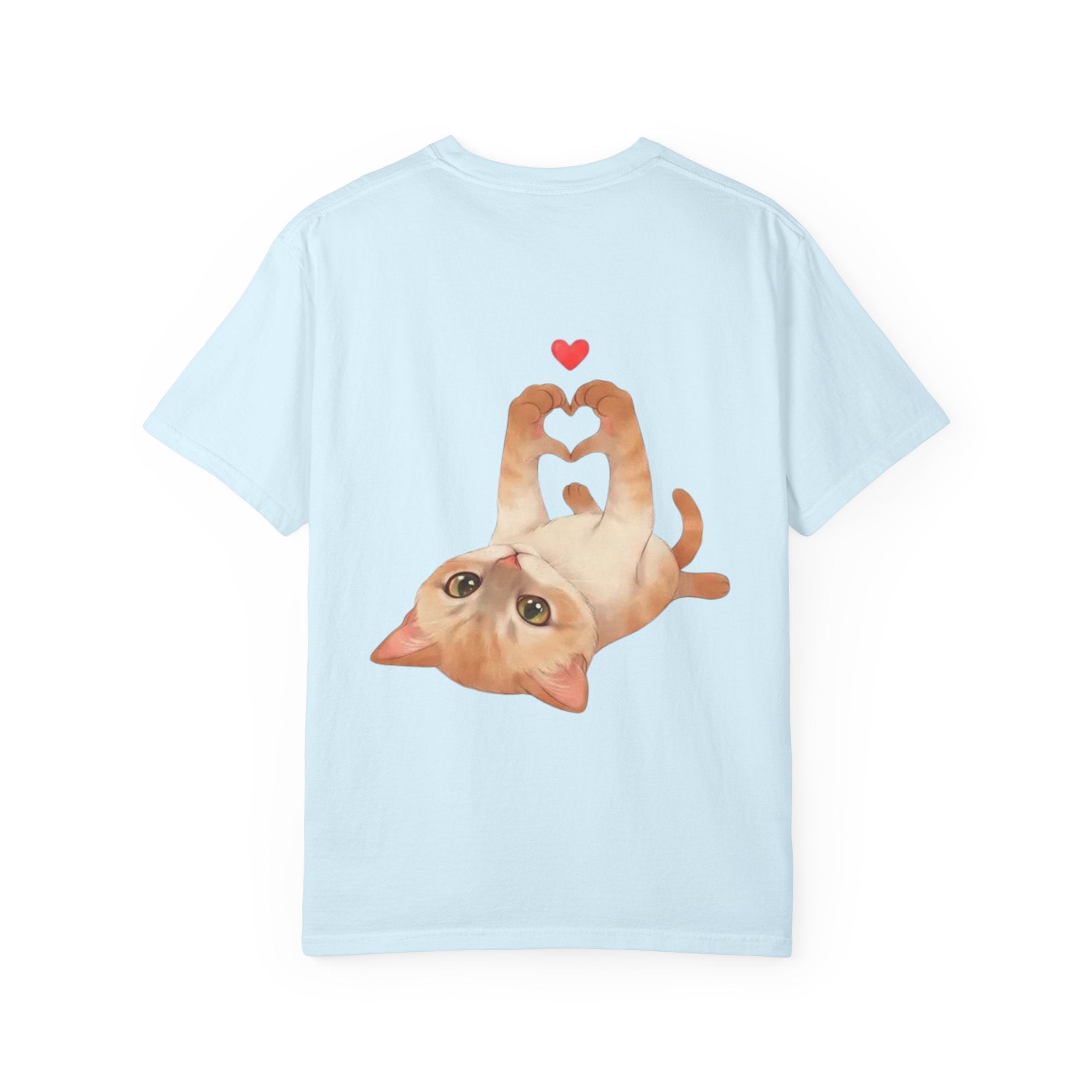 Cat Meaw T-Shirt — Cute Orange Kitten Heart Back Graphic
