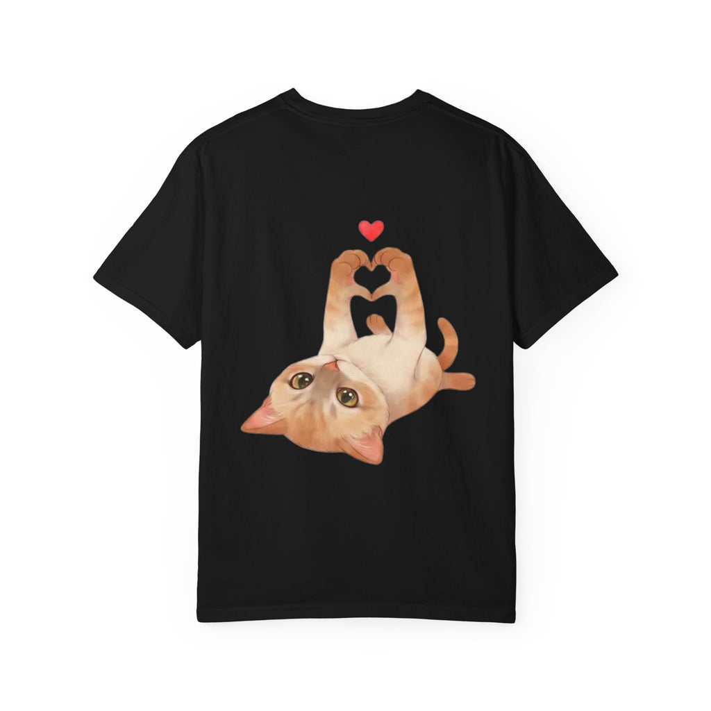 Cat Meaw T-Shirt — Cute Orange Kitten Heart Back Graphic