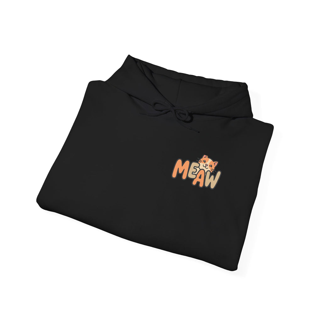 Cat 'Meaw' Graphic Hoodie — Cute Retro Cat Chest Print