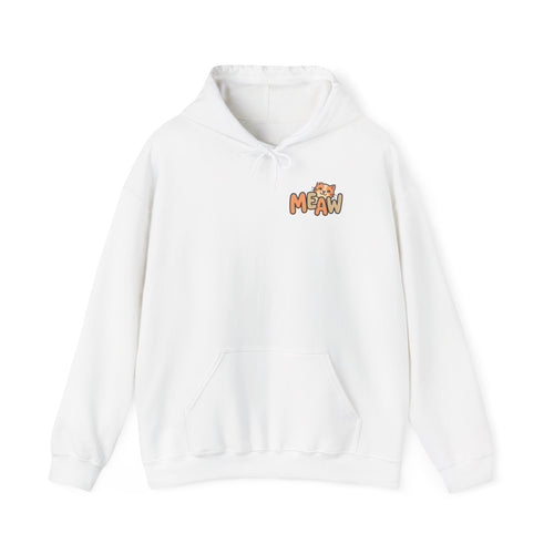 Cat 'Meaw' Graphic Hoodie — Cute Retro Cat Chest Print